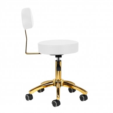 Beautician stool STOOL BEAUTY BACKREST ROUND GOLD WHITE 1