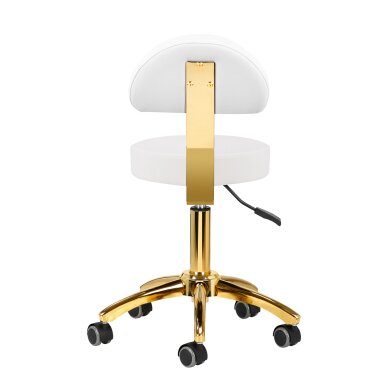 Kosmetoloģijas taburete BEAUTY BACKREST ROUND GOLD WHITE 3
