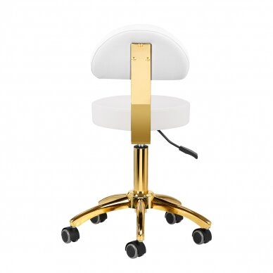Kosmetoloogiline stool BEAUTY BACKREST ROUND GOLD WHITE 3