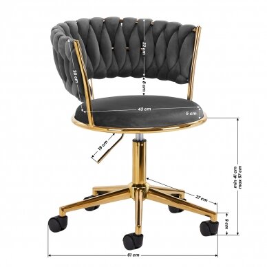 Biuro kėdė su ratukais 4Rico QS-GW01G Velvet Grey 7