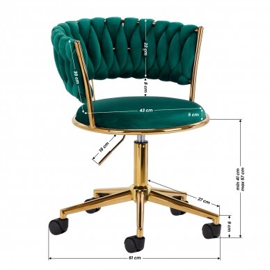 Krzesło biurowe na kółkach 4Rico QS-GW01G Velvet Green 7