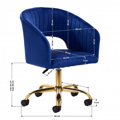 Krzesło biurowe na kółkach 4Rico QS-OF212G Velvet Blue 8