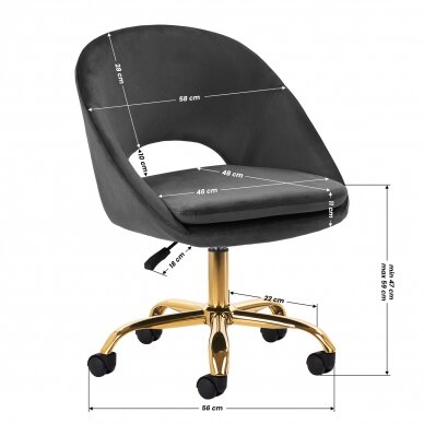 Biroja krēsls ar riteņiem 4Rico QS-MF18G Velvet Grey 7