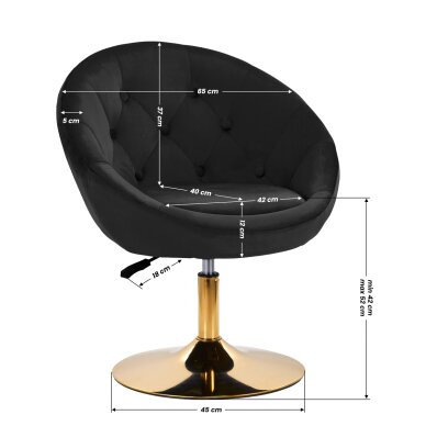 Kääntyvä nojatuoli 4Rico QS-BL12G Velvet Black 8