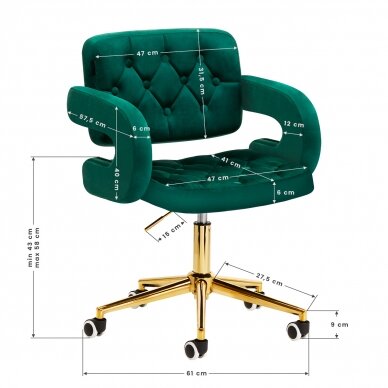Biroja krēsls ar riteņiem 4Rico QS-OF213G Velvet Green 9