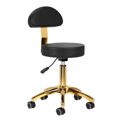 Kosmetikerin hocker STOOL BEAUTY BACKREST ROUND GOLD BLACK