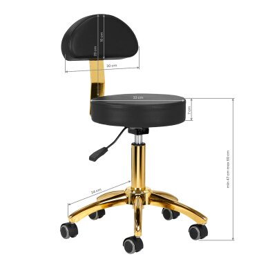 Kosmetoloģijas taburete STOOL BEAUTY BACKREST ROUND GOLD BLACK 6 Kosmetoloģijas taburete STOOL BEAUTY BACKREST ROUND GOLD BLACK 6