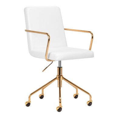 Office chair with wheels QS-OF211G Gold White Office chair with wheels QS-OF211G Gold White