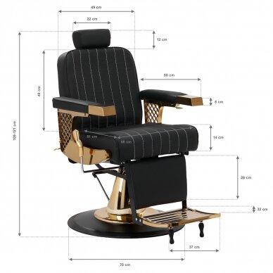 Krzesło barberski Professional Barber Chair Gabbiano Marcus Gold Black 12