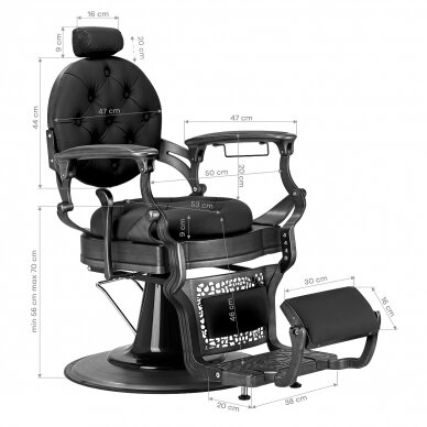 Парикмахерское кресло Barber Chair Gabbiano Niccolo Buttons Black 15