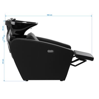 Myjnia fryzjerska z elektrycznym podnóżkiem Gabbiano Emma Black 12 Myjnia fryzjerska z elektrycznym podnóżkiem Gabbiano Emma Black 12