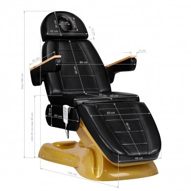 Kosmetologinis krėslas SILLON LUX 273B ELECTRIC ARMCHAIR 3 MOTOR GOLD BLACK 13