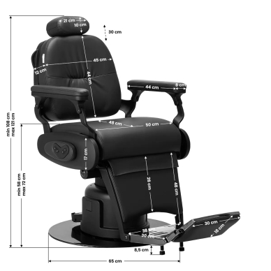 Elektrinė kirpyklos kėdė Professional Barber Chair Gabbiano Duke Black 16
