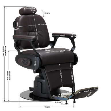Elektrischer Friseurstuhl Professional Barber Chair Gabbiano Duke Brown 16