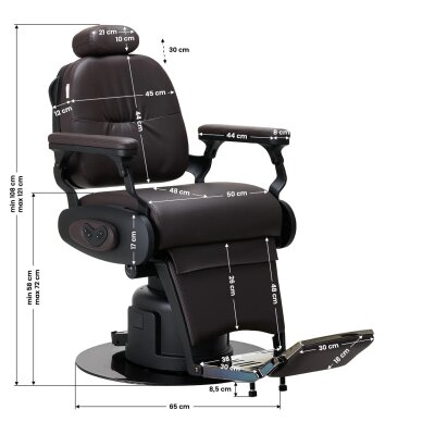 Elektrinė kirpyklos kėdė Professional Barber Chair Gabbiano Duke Brown 16