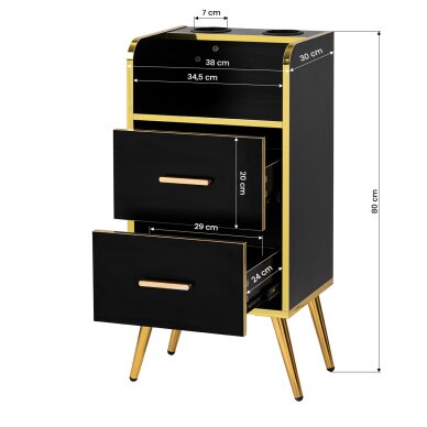 Frizētavas piederumu galds Gabbiano Trix Gold Black 6