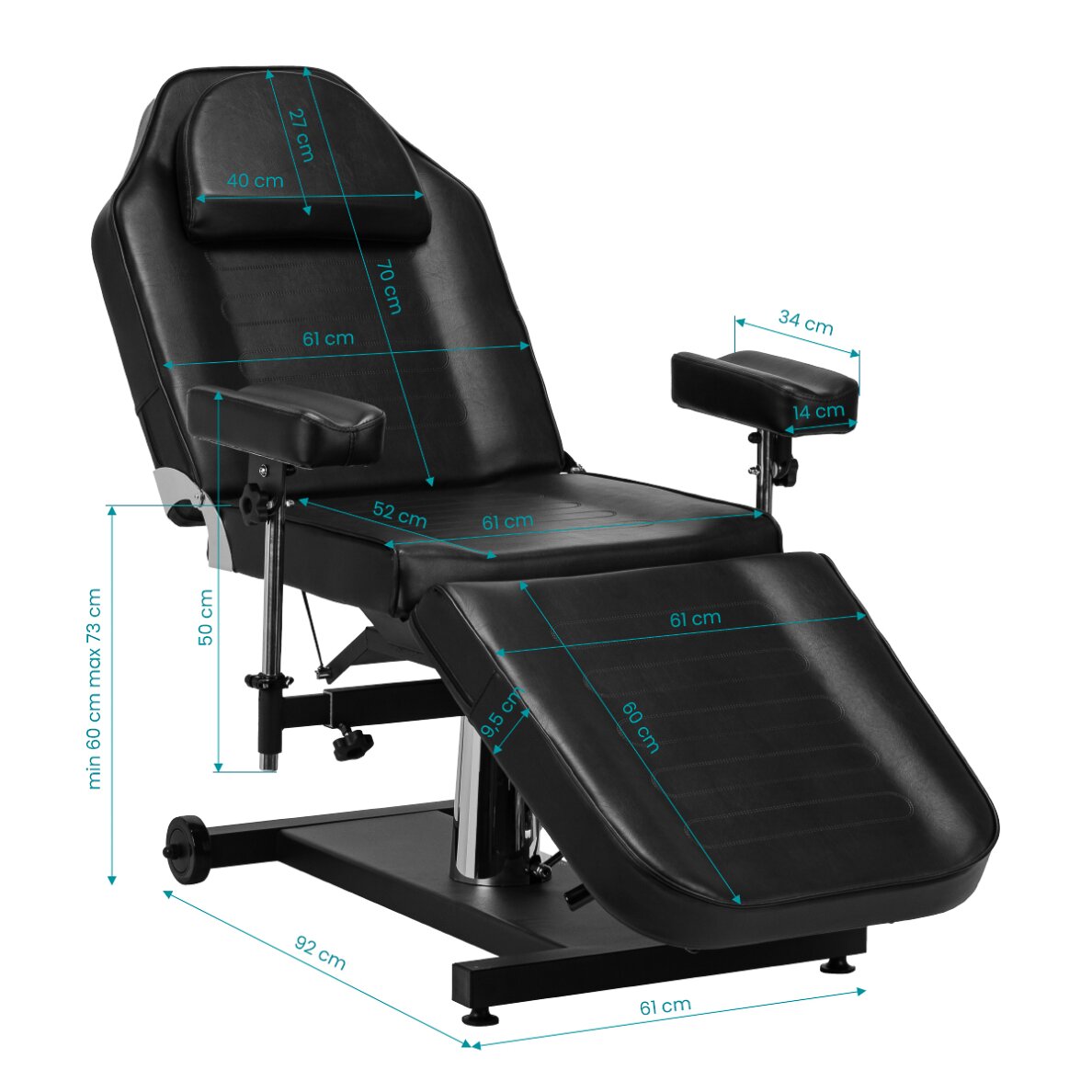Hidrauliskais tetovēšanas krēsls Pro Ink 322F Black 13 Hidrauliskais tetovēšanas krēsls Pro Ink 322F Black 13