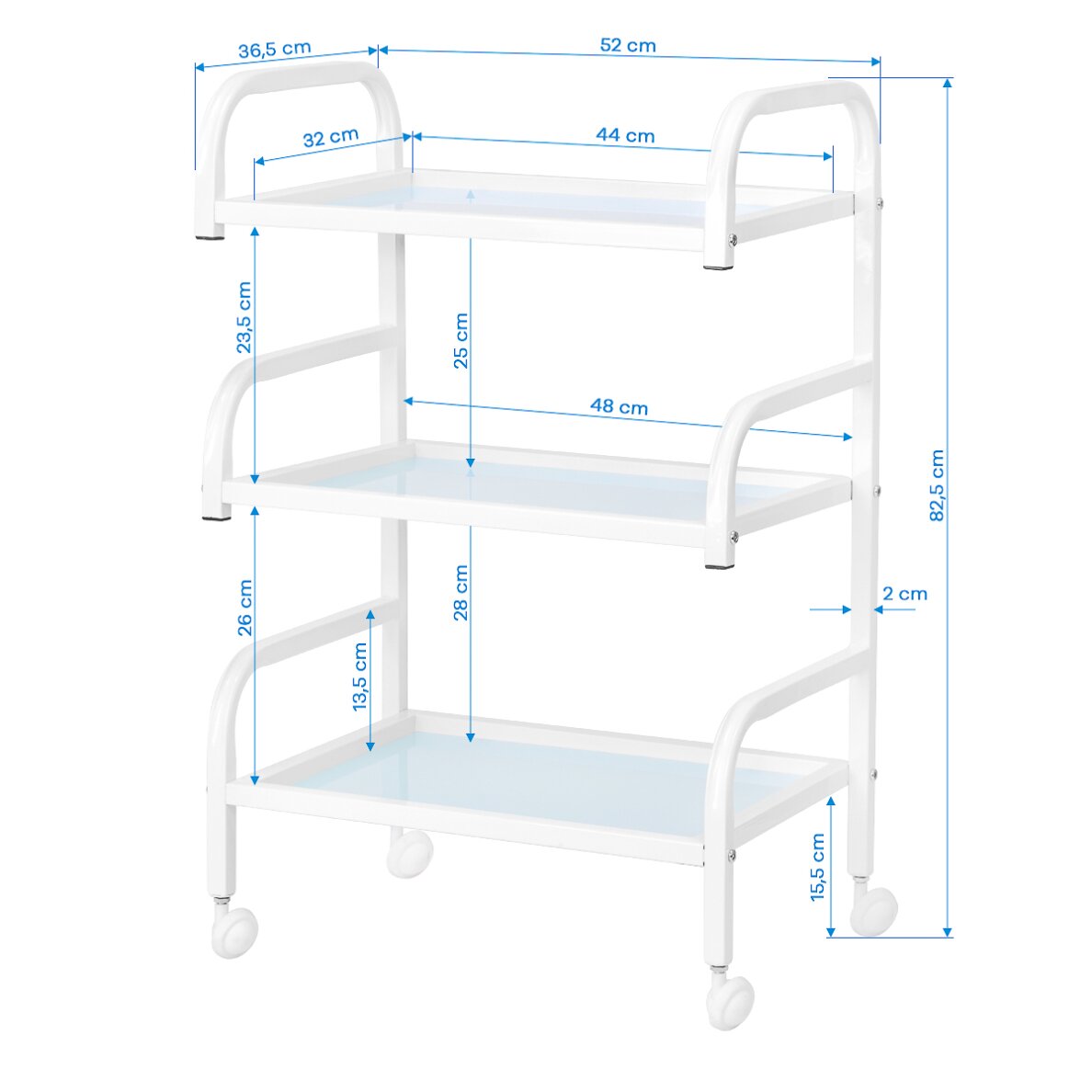 Kosmetologinis vežimėlis Basic 122 White 5 Kosmetologinis vežimėlis Basic 122 White 5