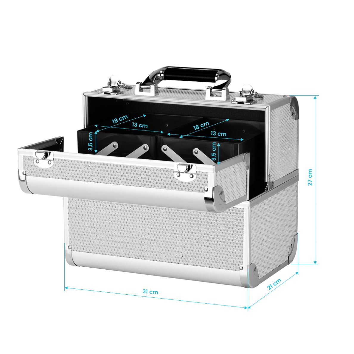 Kuferek kosmetyczny SC 44 Silver 8 Kuferek kosmetyczny SC 44 Silver 8
