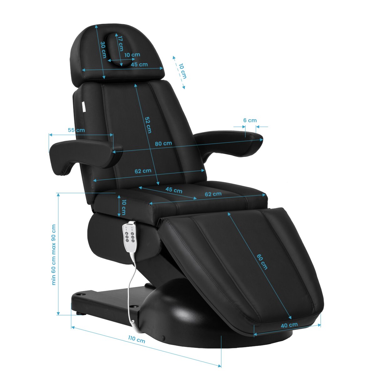 Cosmetology chair Azzurro Lux Electric 3 Motors Black 19