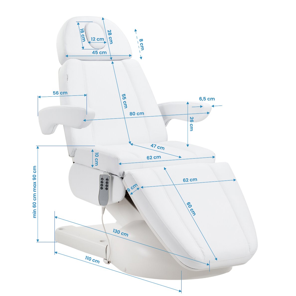 Косметологическое кресло Azzurro Lux Electric 4 Motors White 17