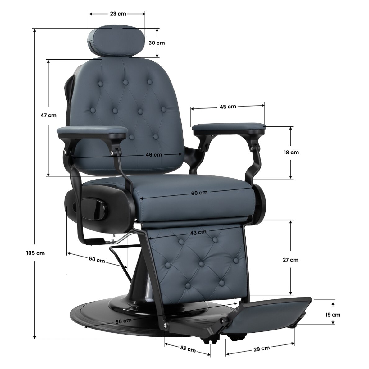 Krzesło fryzjerskie Barber Chair Gabbiano Francesco Grey 14 Krzesło fryzjerskie Barber Chair Gabbiano Francesco Grey 14