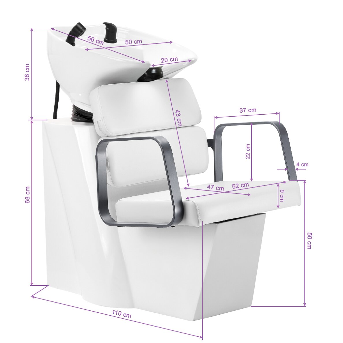 Hairdressing sink Gabbiano Porto Gray and White 10