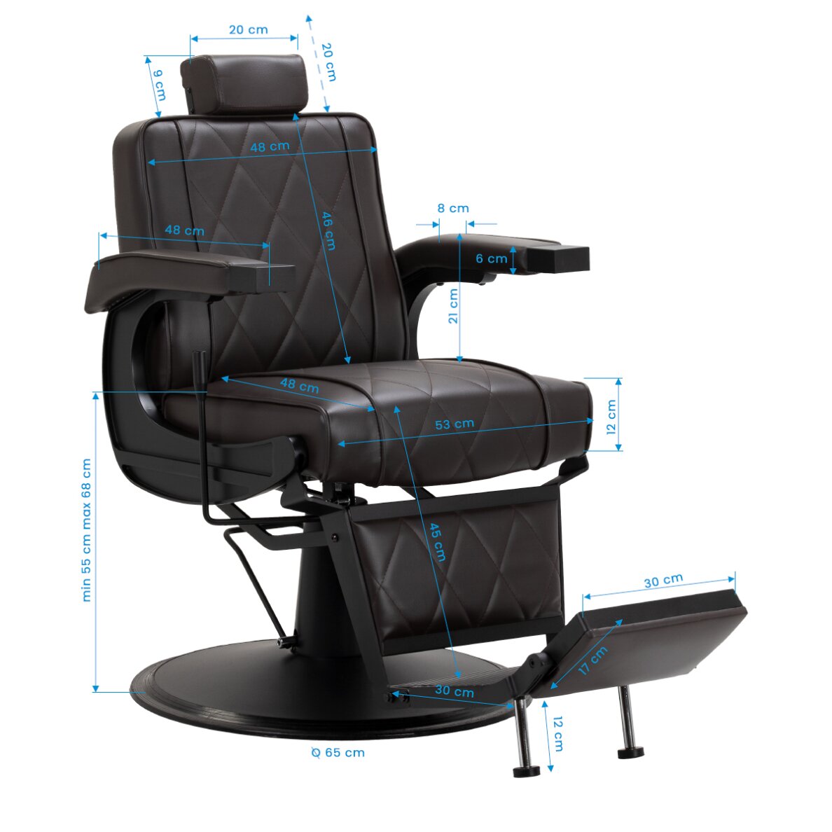 Barber krēsls Professional Barber Chair BM88066B Brown 15 Barber krēsls Professional Barber Chair BM88066B Brown 15