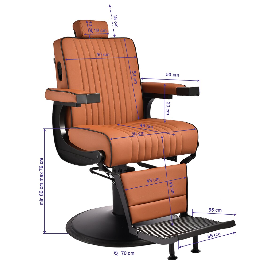 Парикмахерское кресло Gabbiano Barber Chair Levi Brown 13 Парикмахерское кресло Gabbiano Barber Chair Levi Brown 13