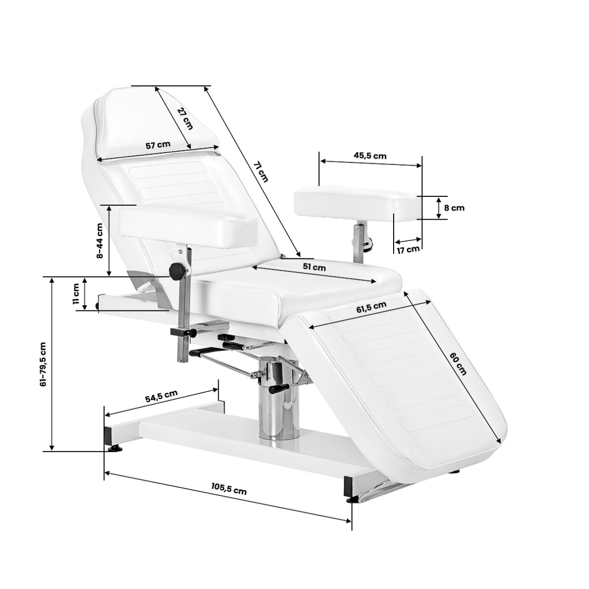 Гидравлическое кресло для косметологов Sillon A 210DH белого цвета 15
