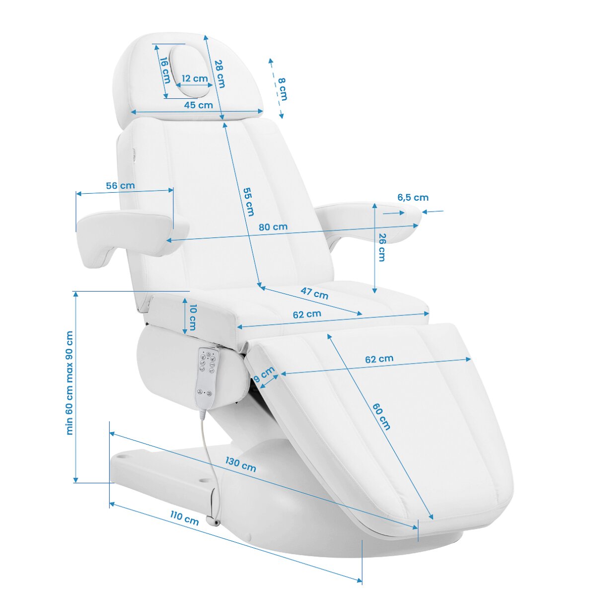 Electric cosmetology chair with heating function Azzurro Lux 3M 14 Electric cosmetology chair with heating function Azzurro Lux 3M 14