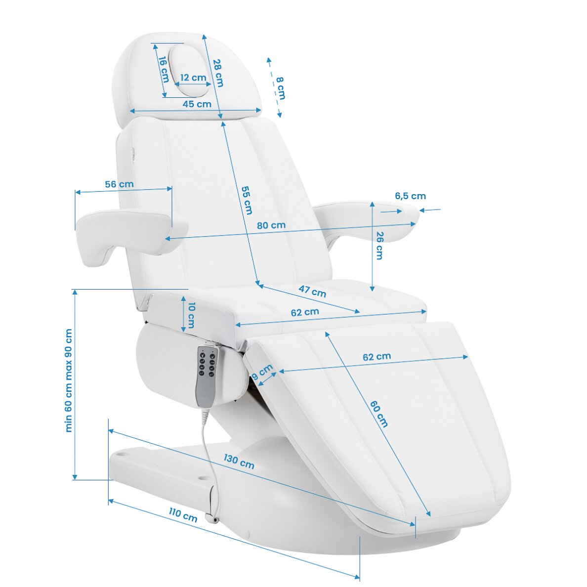 Elektrinis kosmetologinis krėslas su lopšiu Azzurro Lux 4M 17