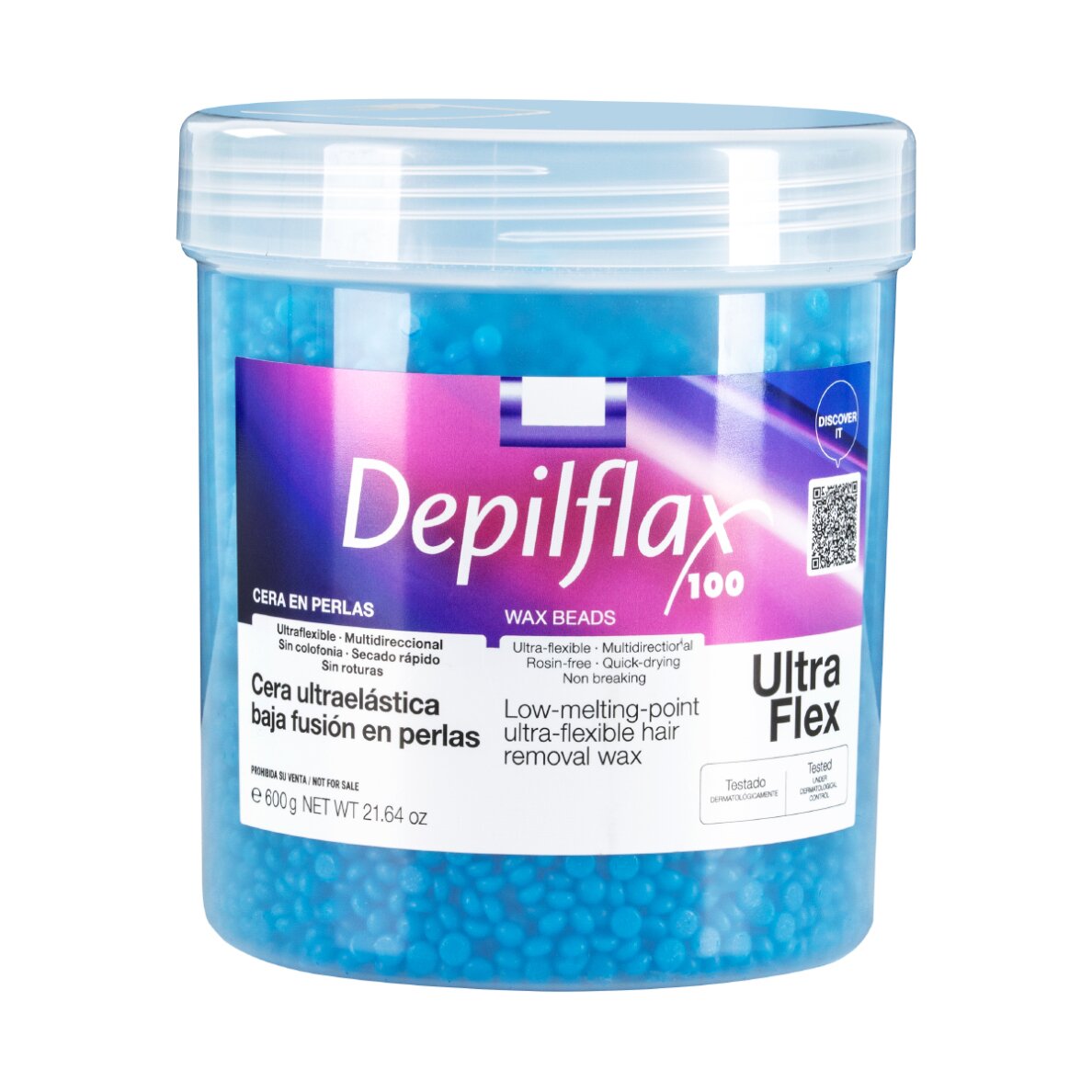 Depilflax 100 elastingas vaškas depiliacijai, žemos lydymosi temperatūros, mėlynas 600 g