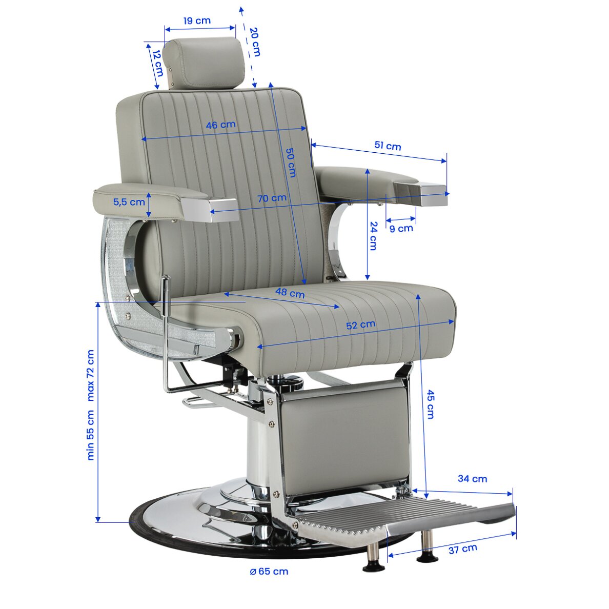 Barber chair Gabbiano Visionerio Grey and Chrome 17