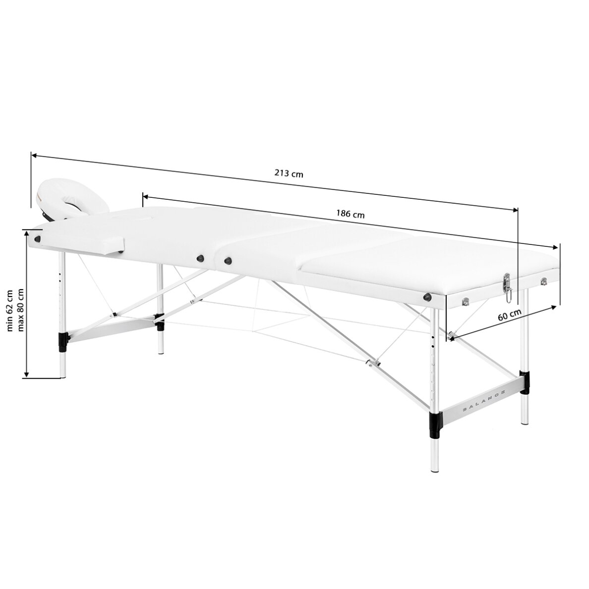 Sulankstomas aliuminis masažo stalas BALANCE 3 White 17