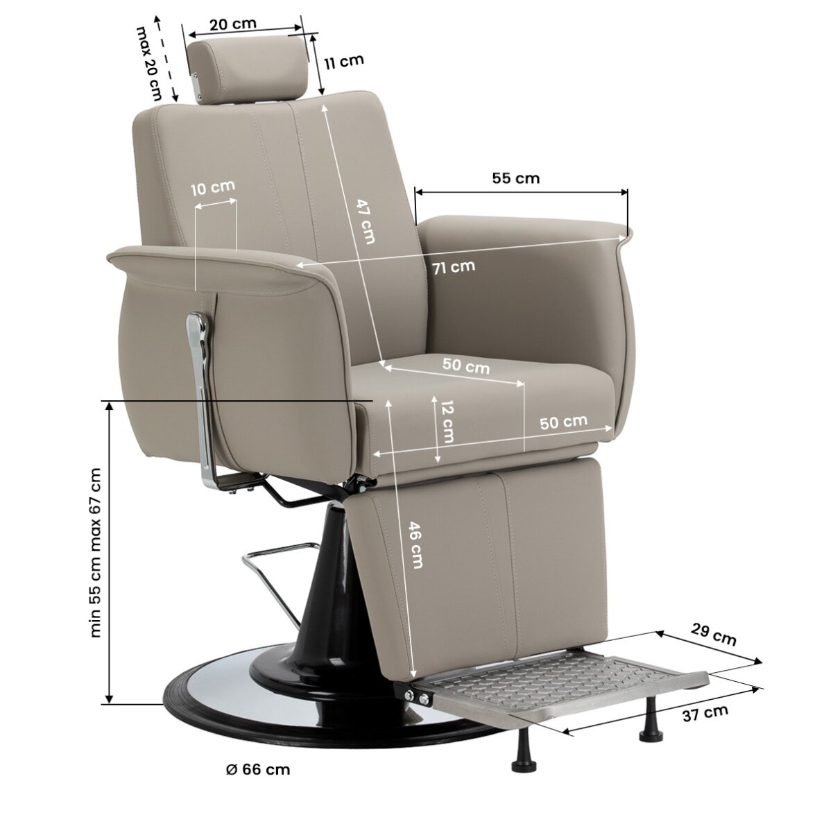 Barber chair Athena Grey and Beige 16
