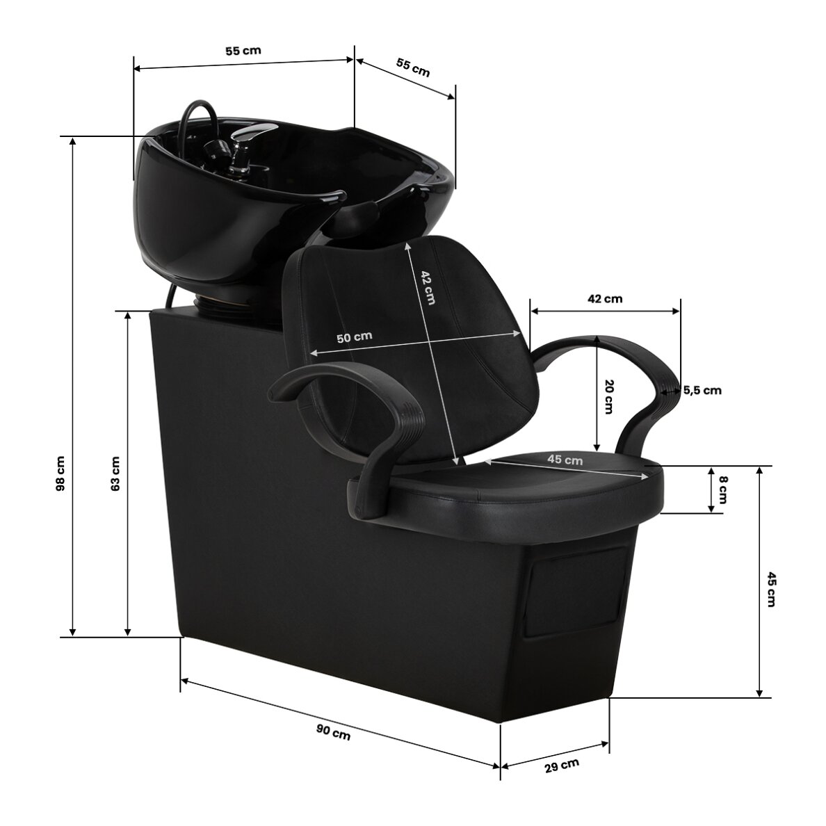 Раковина для парикмахерской Hair System Borneo, черная 10 Раковина для парикмахерской Hair System Borneo, черная 10