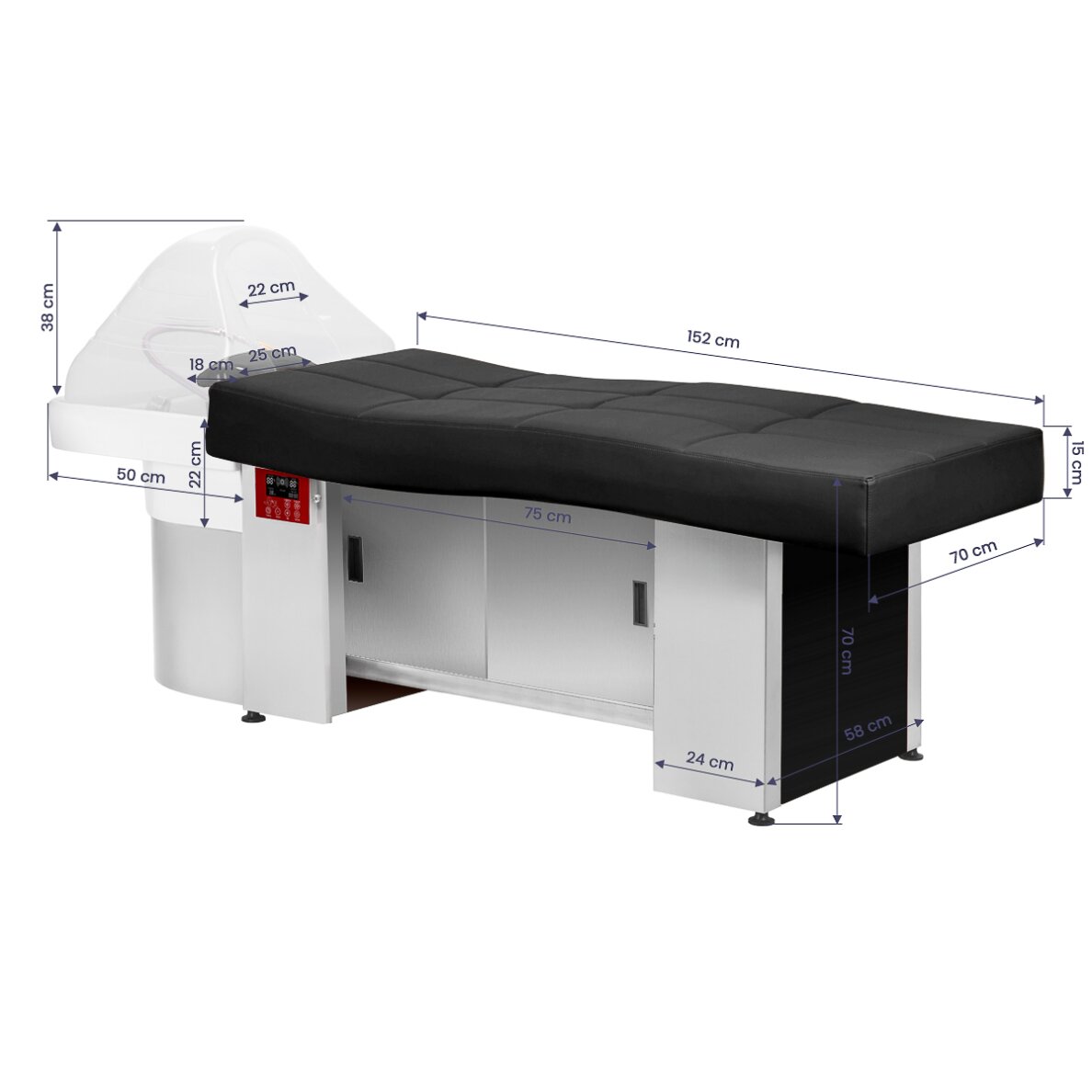 Hair washing bed with Head SPA function Gabbiano 017B black 16