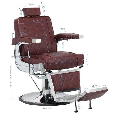 Barbierstuhl Professional Barber Chair Hair System BM88066 Bordo 16