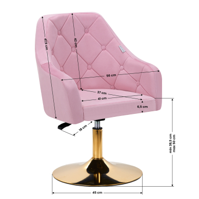 Fotel obrotowy 4Rico QS-BL14G Velvet Pink 8