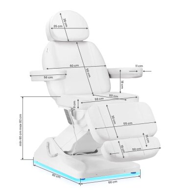 Kosmetologie Stuhl Sillon Luxury Electric 3 Motors White 16