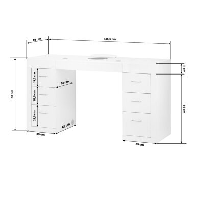 Косметический маникюрный столик со встроенным пылесборником, модель 324, белый. 8 Косметический маникюрный столик со встроенным пылесборником, модель 324, белый. 8