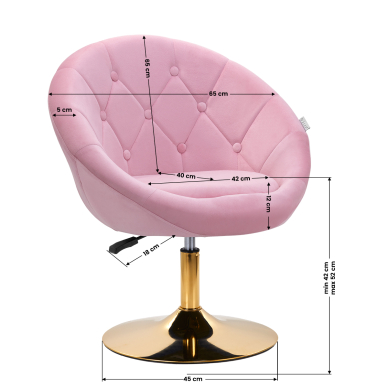 Kääntyvä nojatuoli 4Rico QS-BL12G Velvet Pink 8