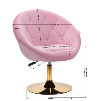 Kääntyvä nojatuoli 4Rico QS-BL12G Velvet Pink 8
