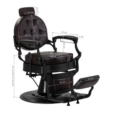 Fotel barberski Barber Chair President Brown Black 16