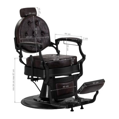 Fotel barberski Barber Chair President Brown Black 16