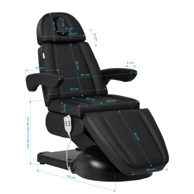 Kosmetologin tuoli Azzurro Lux Electric 3 Motors Black 19