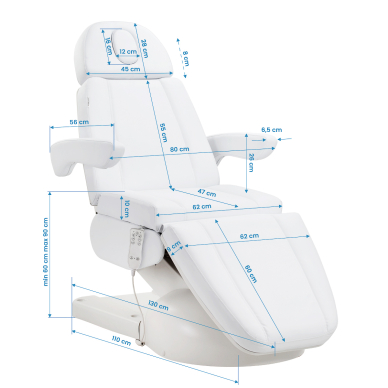 Cosmetology chair Azzurro Lux Electric 3 Motors Heating White 14