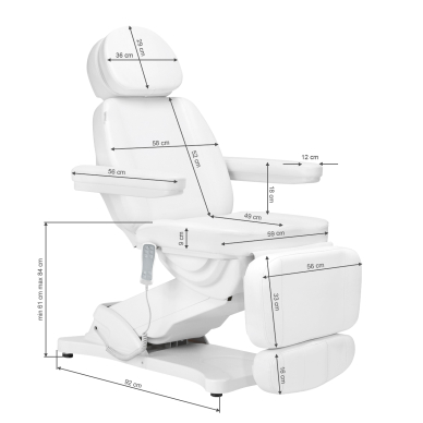 Kosmetologin tuoli Sillon Classic Electric 3 Motors Heating White 17