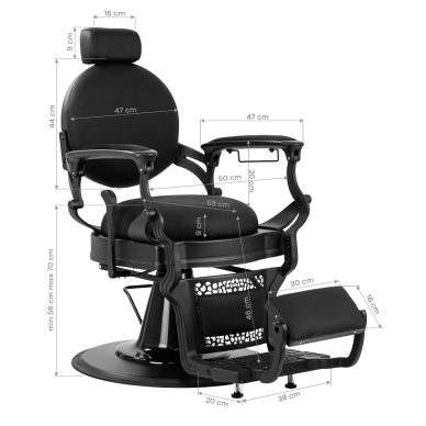 Kirpyklos kėdė Barber Chair Gabbiano Niccolo Black 16